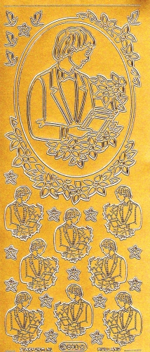 Sticker - Kommunion / Konfirmation Junge - gold - 890