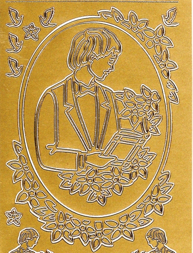 Sticker - Kommunion / Konfirmation Junge - gold - 890