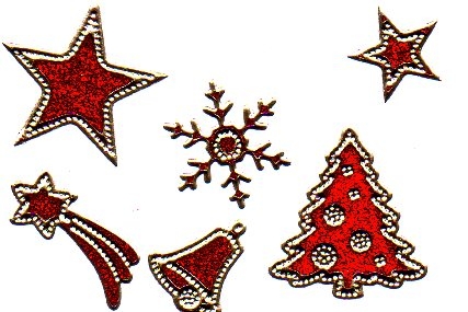 7078 Sterne Rot Glitzer Nr Stickerbogen Weihnachten
