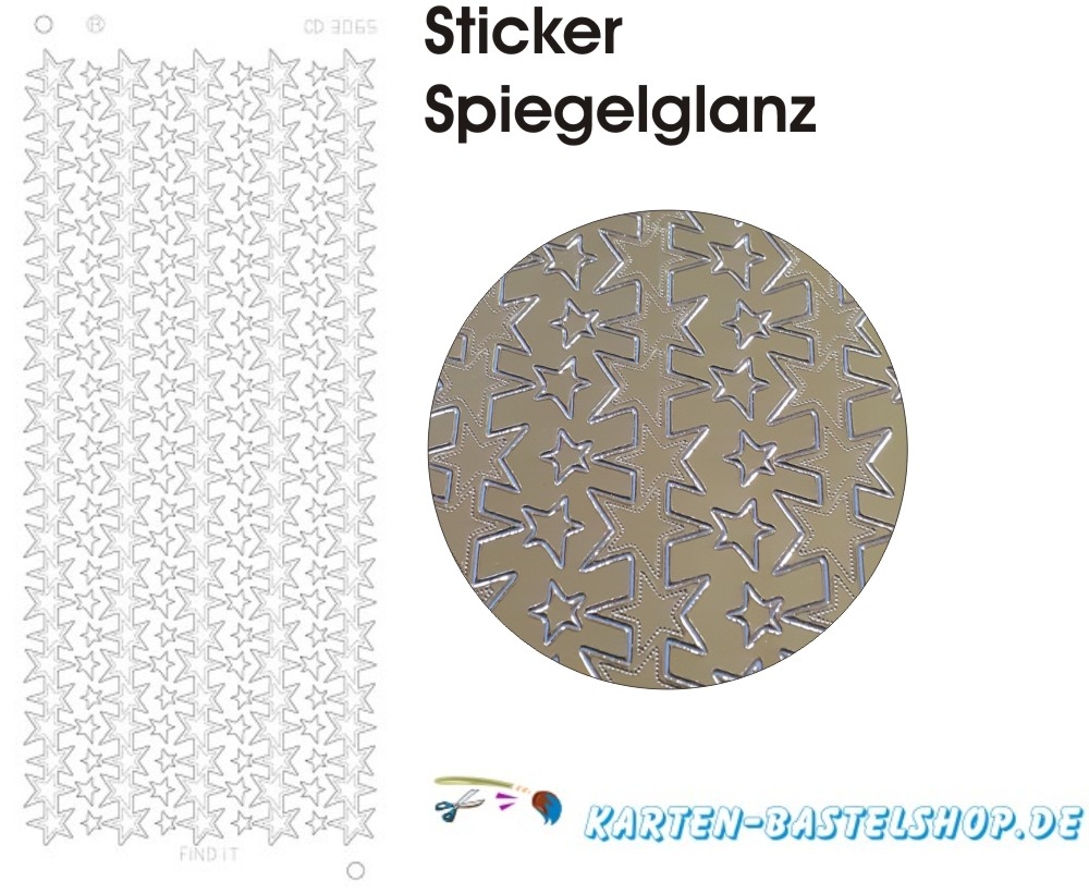 Platin-Sticker (Spiegelglanz) - Stern-Bordüre - gold 