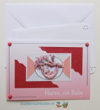 3D-Karte - Hurra, ein Baby - rosa - Nr.363