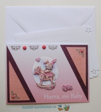 3D-Karte - Hurra, ein Baby - rosa - Nr.364