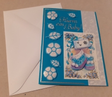 Mini-Karte - Hurra, ein Baby - blau - Nr.435 - Handarbeit