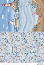 Background-Sheet - Leuchtturm / Ozean - Yvonne Creations