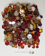 Stasssteine - rund - rot-gelb - 360 Stck - Schmucksteine