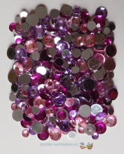 Stasssteine - rund - flieder-pink - 360 Stck - Schmucksteine