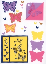 Stanz-Schablone - Flutter Flair - Schmetterlinge - Berries Beauties (6 Teile)