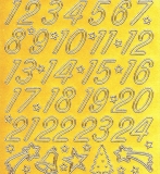 Sticker - Zahlen fr Adventskalender - gold - 8525