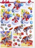 3D-Bogen Clown & Elefant von Nouvelle (8215287)