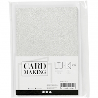 Doppelkarten-Set - Glitter - silber - 4 Karten A6 & 4 Umschlge C6 (Card Making)