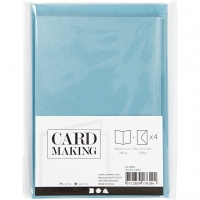 Doppelkarten-Set - Perlmutt - blau - 4 Karten A6 & 4 Umschlge C6 (Card Making)
