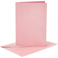 Doppelkarten-Set - Perlmutt - rosa - 4 Karten A6 & 4 Umschläge C6 (Card Making)