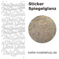 Platin-Sticker (Spiegelglanz) - Viel Glück - gold - 3037