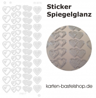 Platin-Sticker (Spiegelglanz) - Herzen - silber - 3079