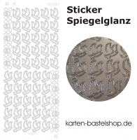Platin-Sticker (Spiegelglanz) - Tauben - silber - 3083