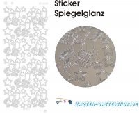 Platin-Sticker (Spiegelglanz) - Weihnachtskerzen - silber - 3098