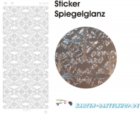 Platin-Sticker (Spiegelglanz) - Blumenecken - silber - 3069