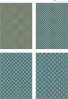 Design - Punkte 65 - orange-blau (als Ausdruck auf Leinenpapier)