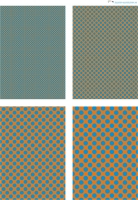 Design - Punkte 66 - blau-orange (als Ausdruck auf Leinenpapier)