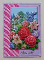 10x Bastelkarton A6 Karo-Line Pink (KBS008) Mini-Set