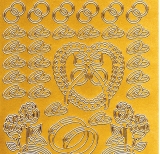 Sticker - Ringe, Herzen & Rosen - gold - 803