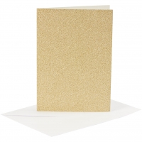 Doppelkarten-Set - Glitter - gold - 4 Karten A6 & 4 Umschläge C6 (Card Making)