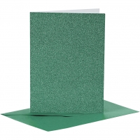 Doppelkarten-Set - Glitter - grün - 4 Karten A6 & 4 Umschläge C6 (Card Making)