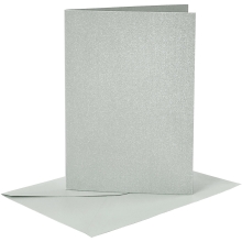 1 Doppelkarte A6 + 1 Umschlag C6 - Perlmutt - silber (Card Making)