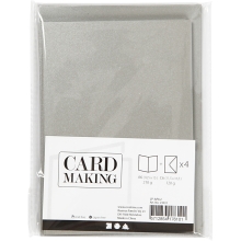 1 Doppelkarte A6 + 1 Umschlag C6 - Perlmutt - silber (Card Making)
