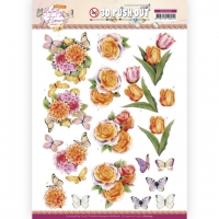 Stanzbogen - Jeanines Art - Perfect Butterfly Flowers - orange Blumen