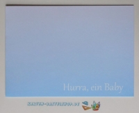 5x Doppelkarten Hurra ein Baby hellblau + Umschlge