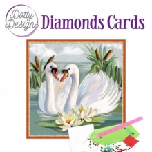 Diamond Card - Weiße Schwäne - quadratisch