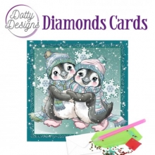 Diamond Card - Pinguine im Schnee - quadratisch