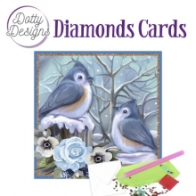 Diamond Card - Eisvögel im Schnee - quadratisch