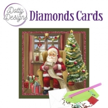 Diamond Card - Weihnachtsmann mit Wunschzettel - quadratisch