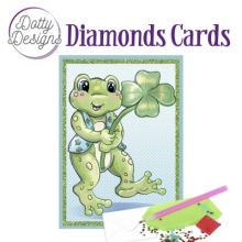 Diamond Card - Frosch mit Kleeblatt - A6-Format