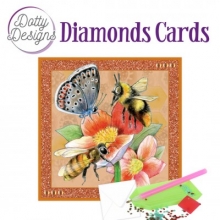 Diamond Card - Blume mit Bienen - quadratisch