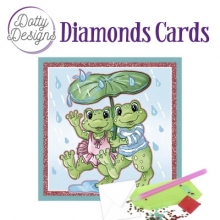 Diamond Card - Frösche mit Regenschirm - quadratisch