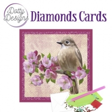 Diamond Card - Vogel auf Blütenzweig - quadratisch