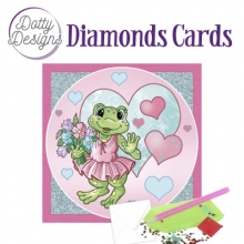 Diamond Card - Frosch mit Blumen - quadratisch